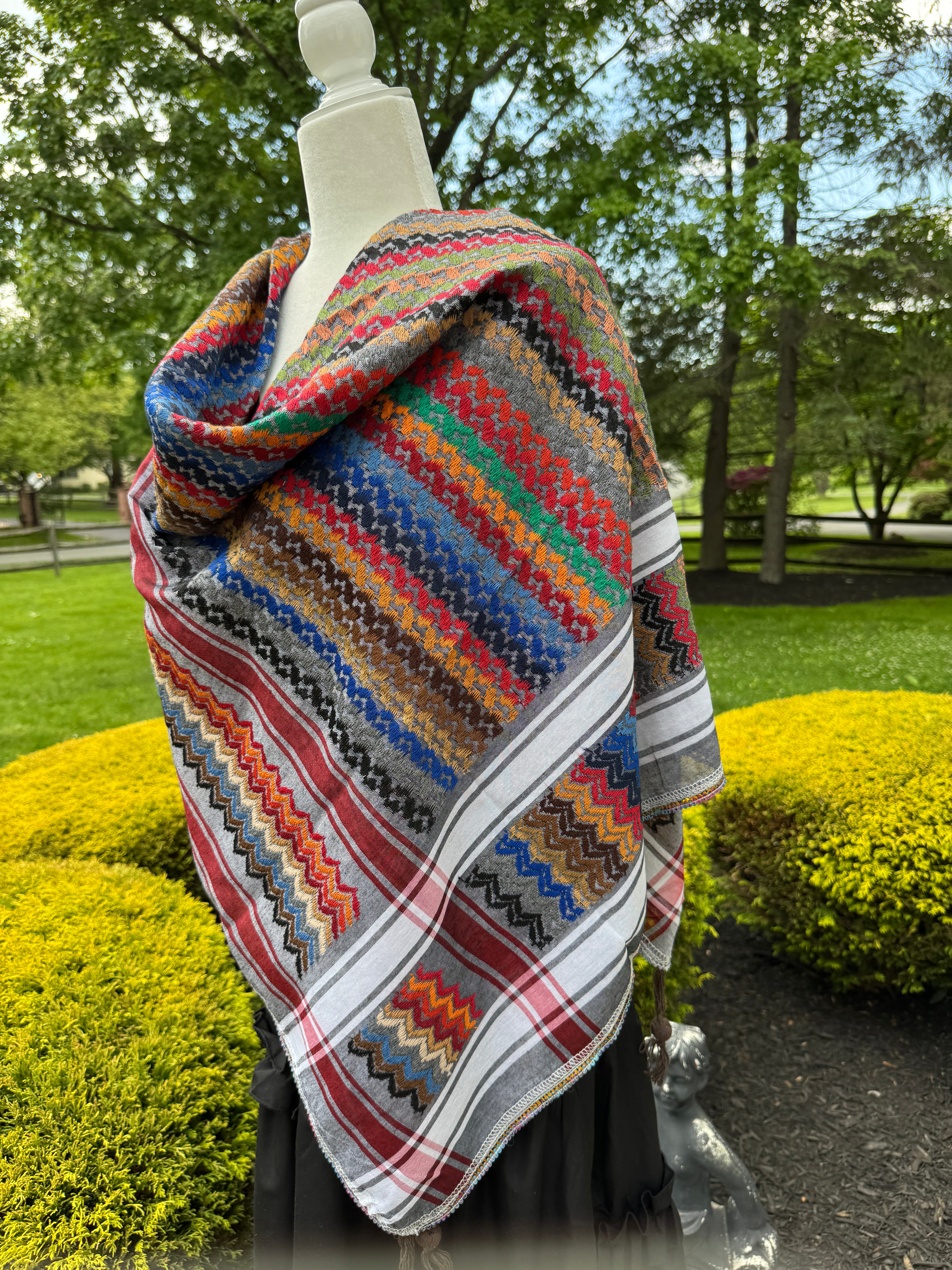 Red, Gray Multi color Keffiyeh, wrap