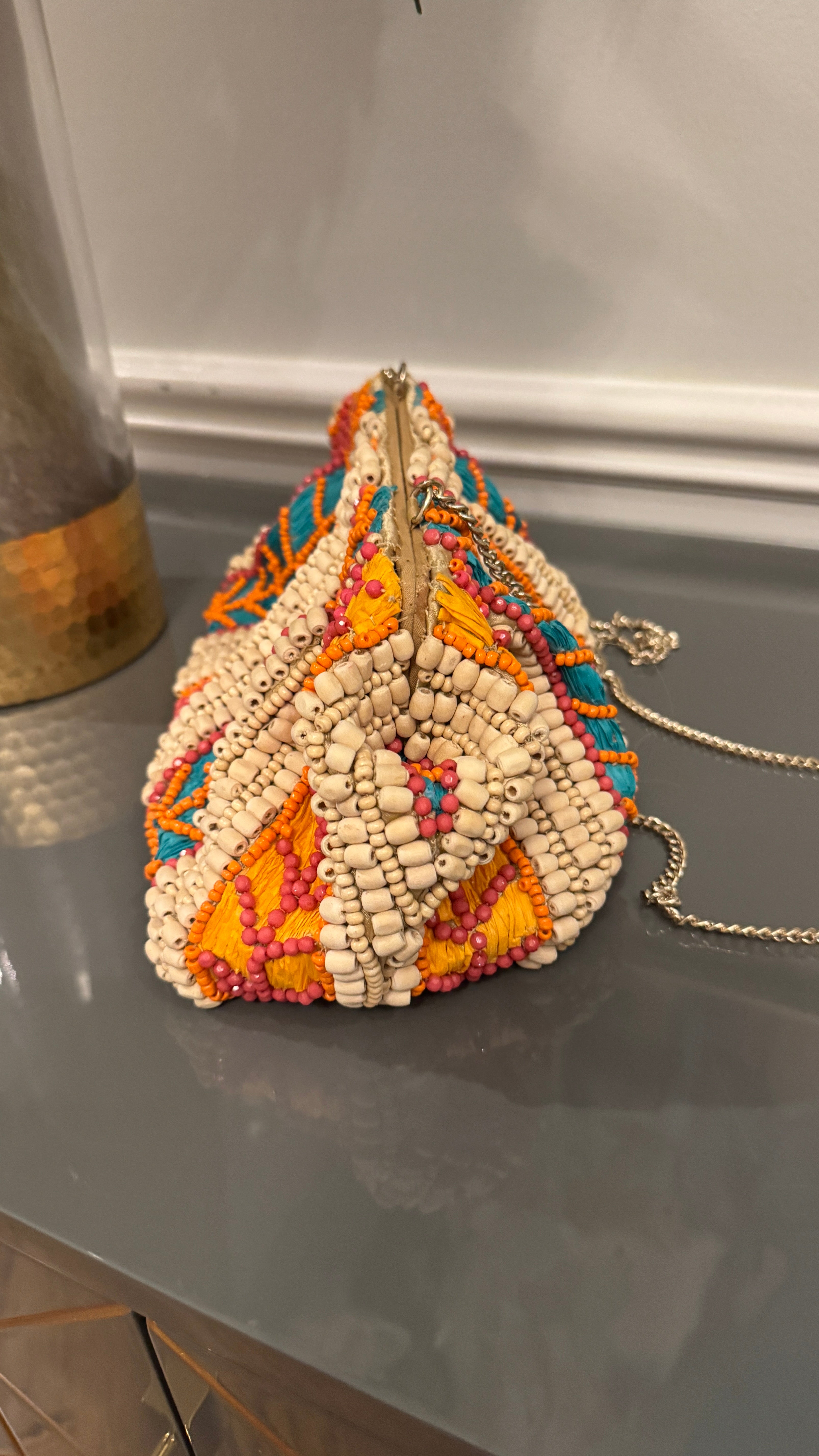 Multi color, unique design Beaded clutch