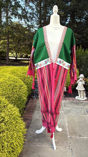 Fuchsia & Green Open keffiyeh Caftan
