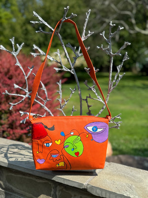 Orange Clutch Hand painted modern theme