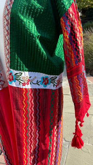 Red & Green Open keffiyeh Caftan