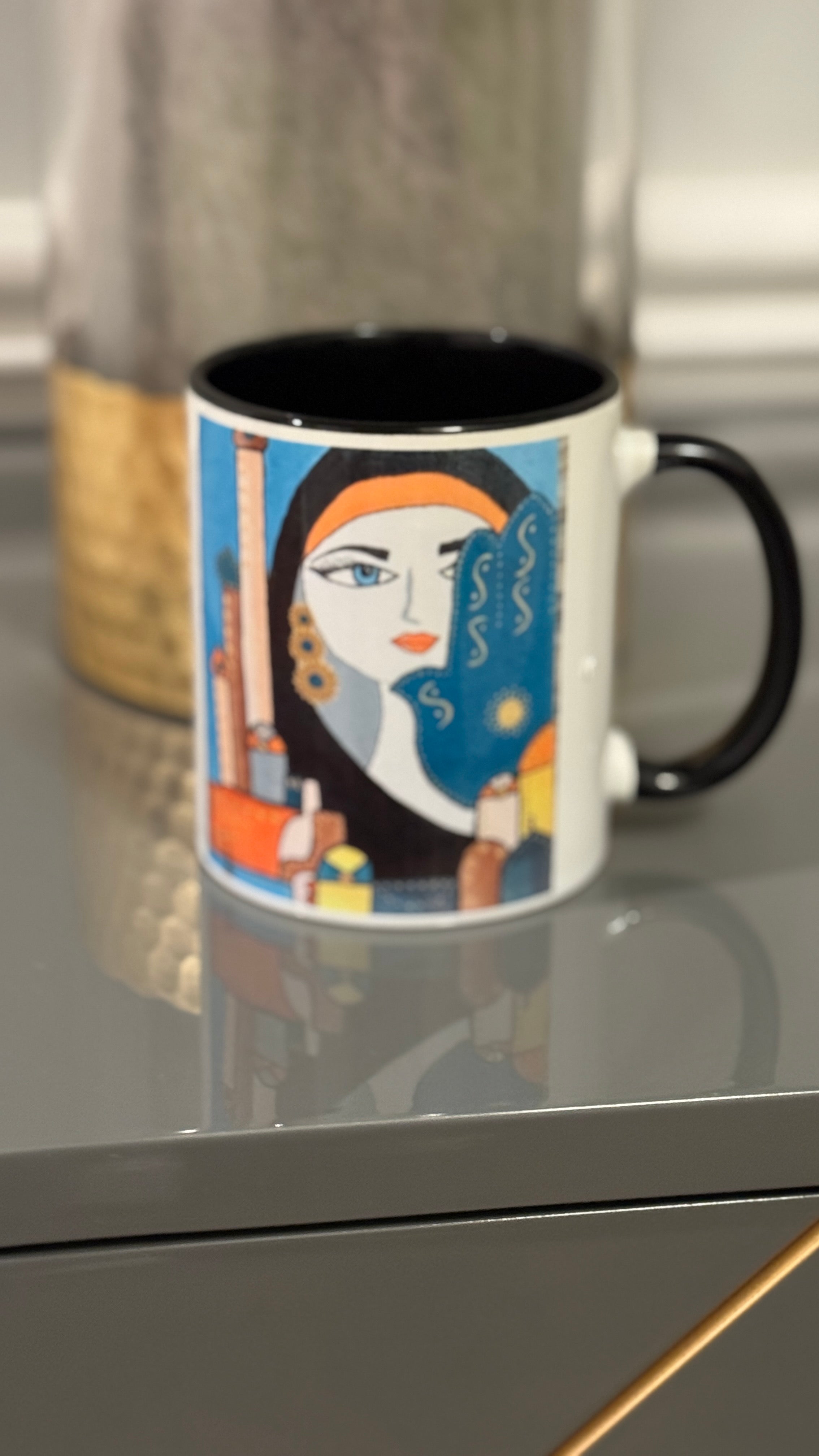 Coffee Mug designed with Arabic beauty & Fatimah’s Hand