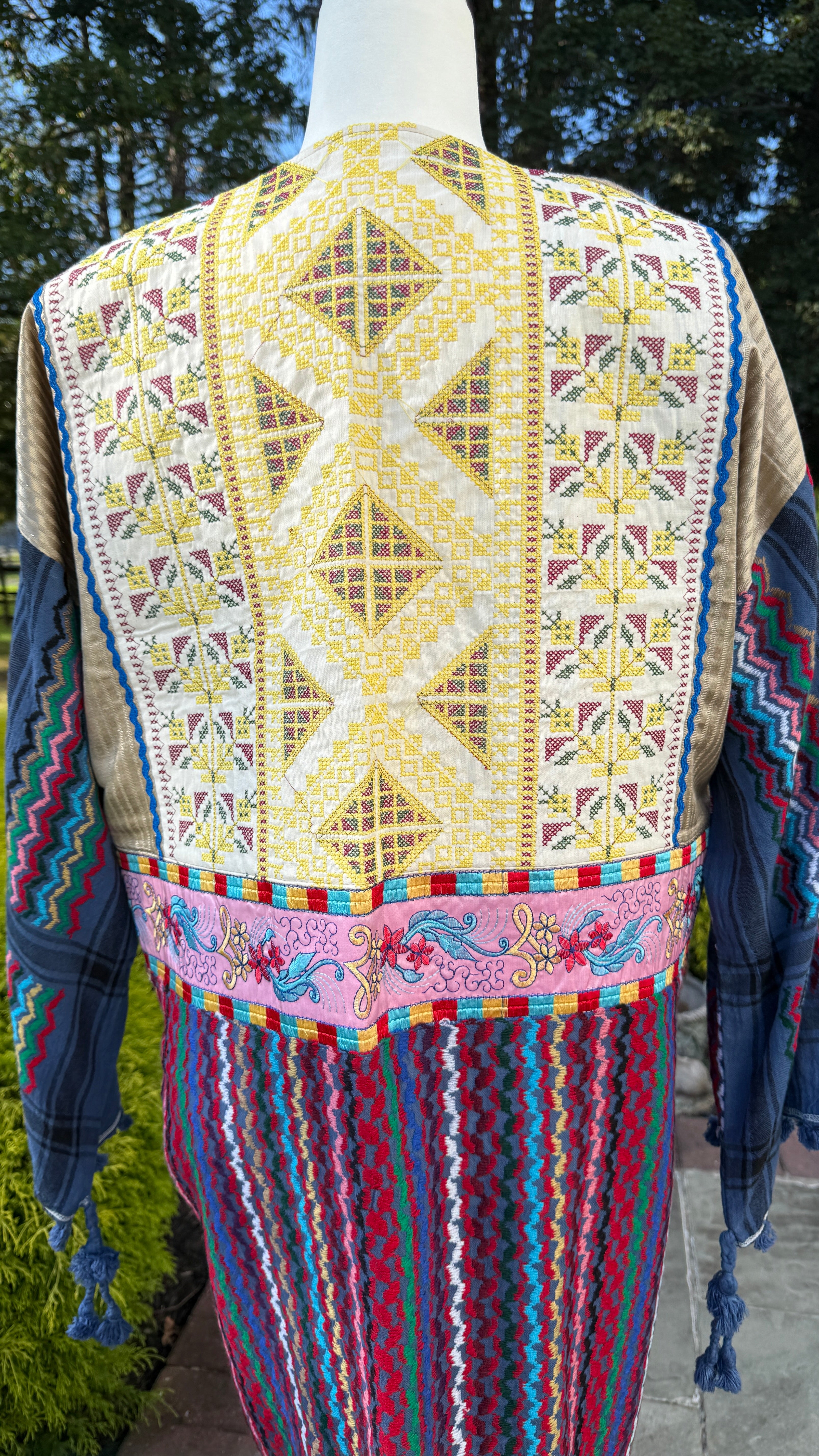 Blue & Gold Multi Color Open keffiyeh Caftan