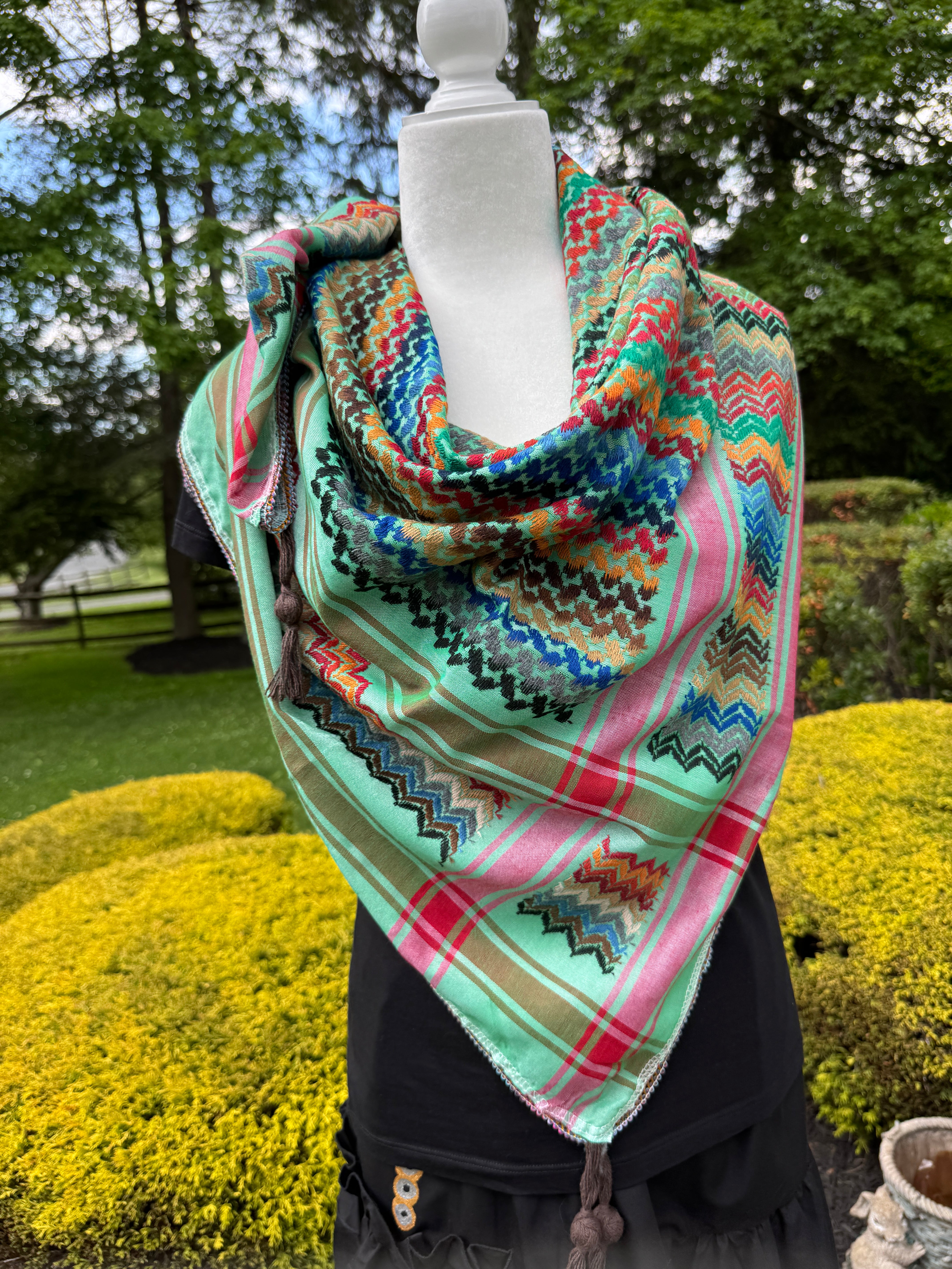 Green Multi color Keffiyeh, wrap