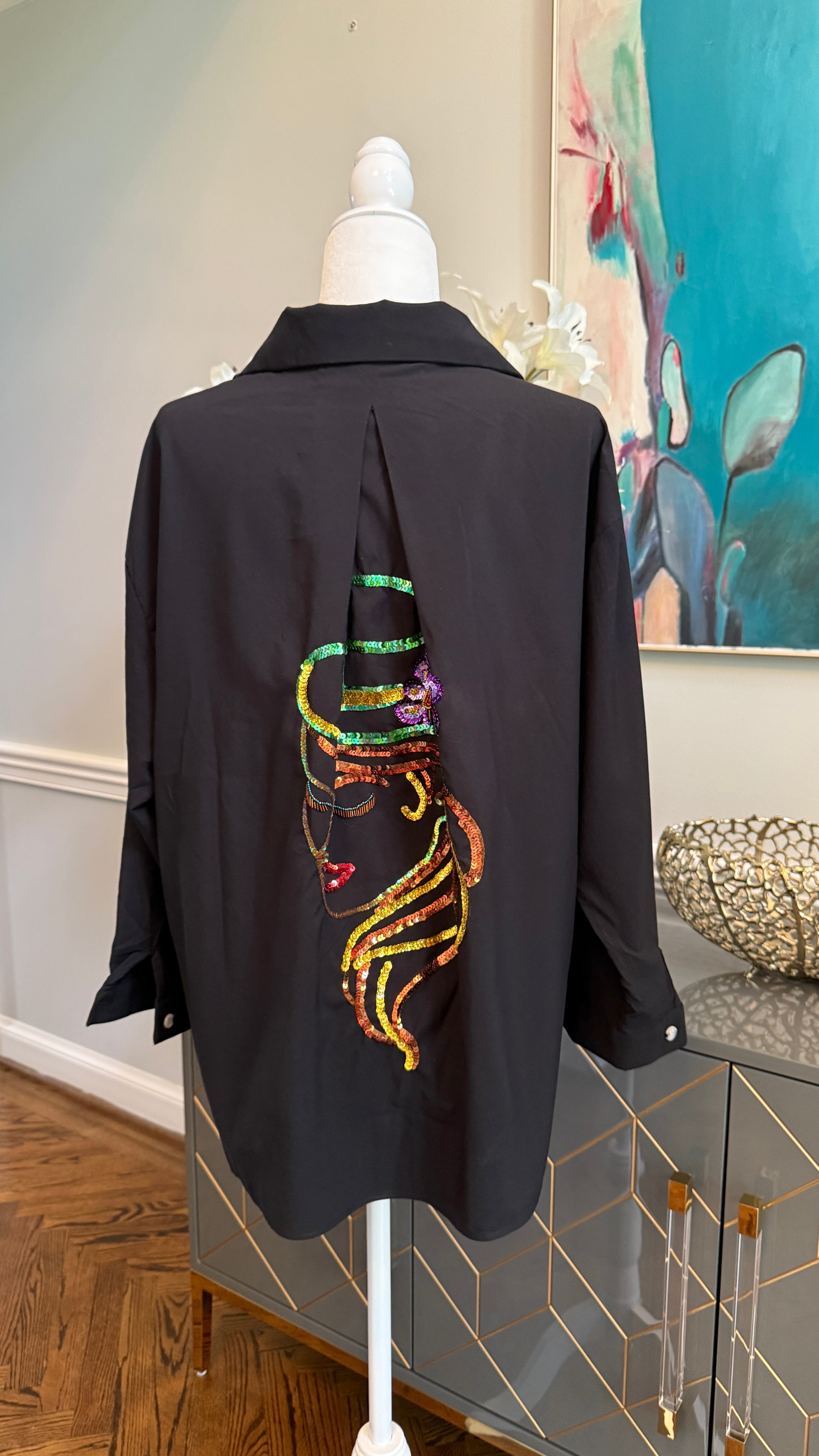 Embellished Shirt with Art theme