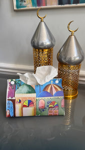 Tissue box cover designed with Middle Eastern Theme and Arabic Caligraphy ماشاءالله