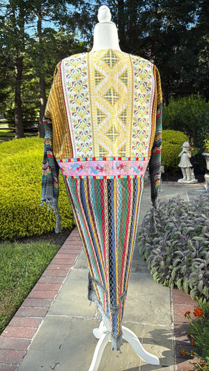Gray & Gold Multi Color Open keffiyeh Caftan
