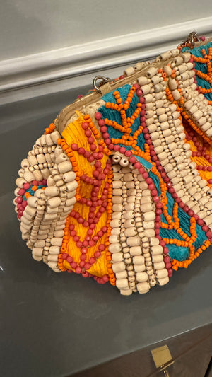 Multi color, unique design Beaded clutch