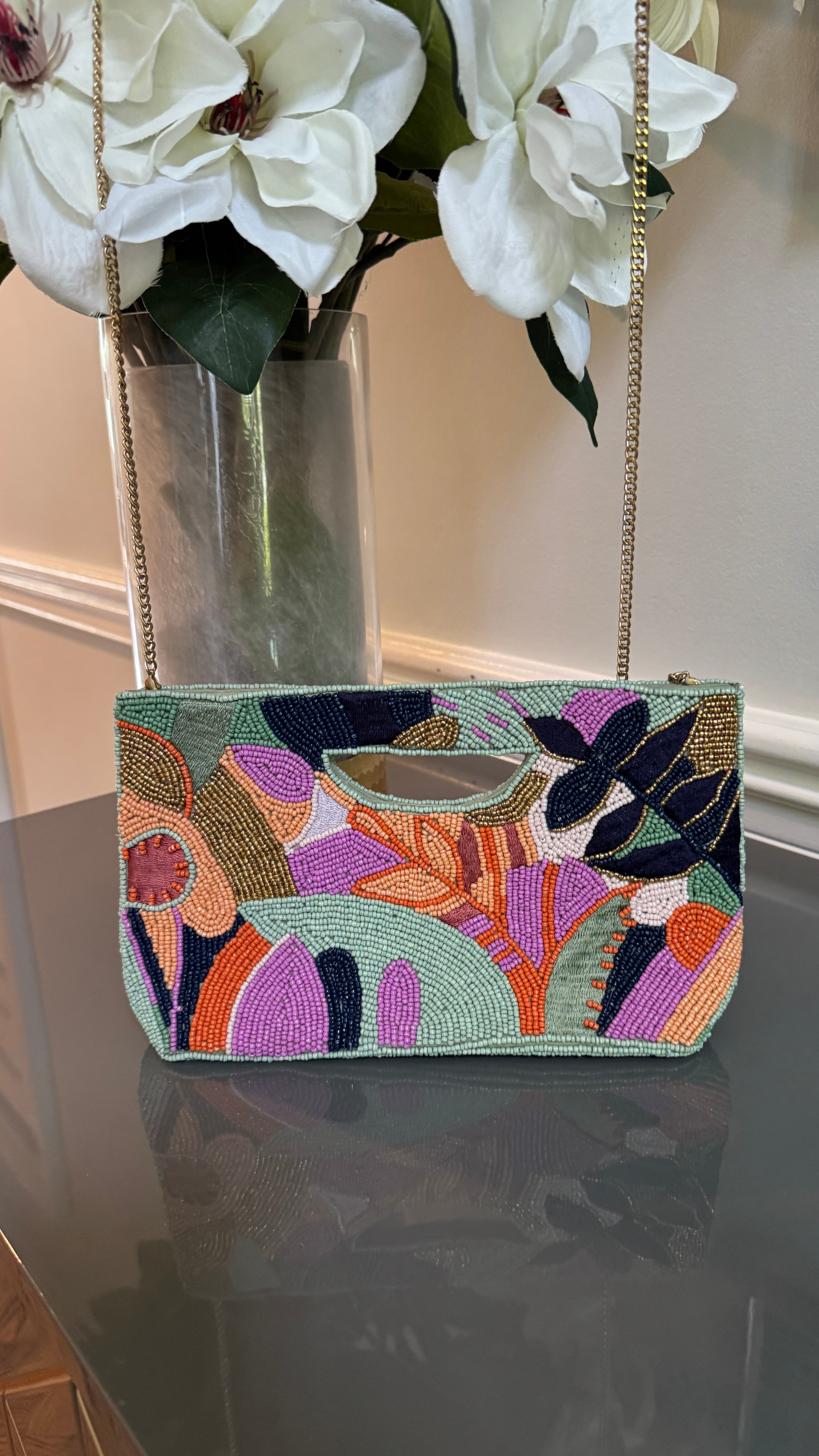 Multi color, Beaded clutch