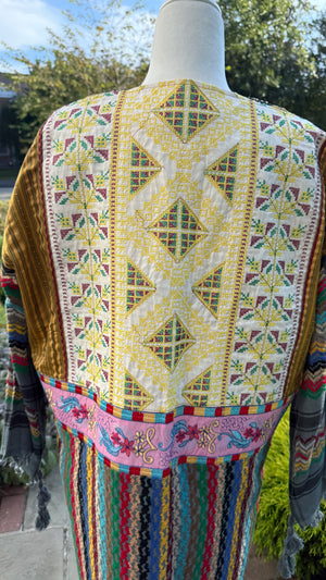 Gray & Gold Multi Color Open keffiyeh Caftan
