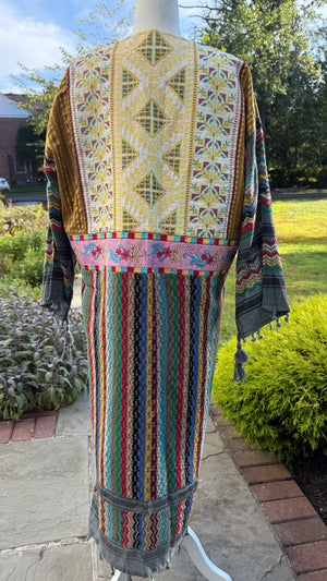 Gray & Gold Multi Color Open keffiyeh Caftan