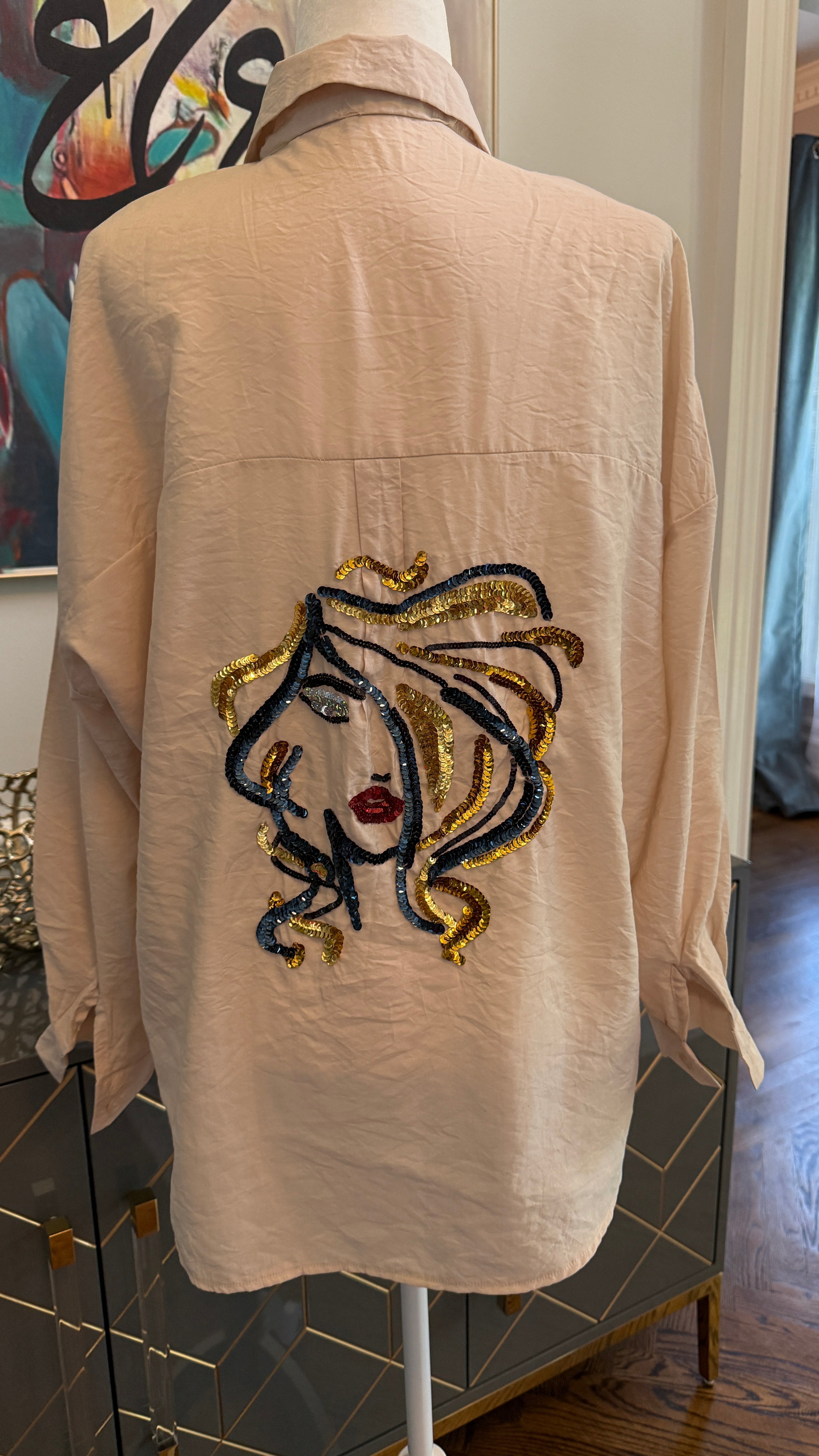 Embellished Shirt with Art theme