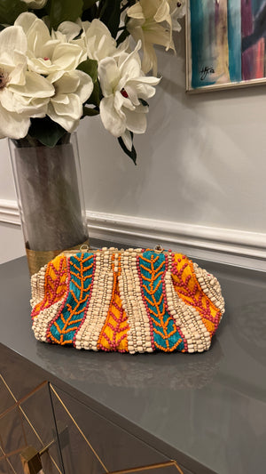 Multi color, unique design Beaded clutch