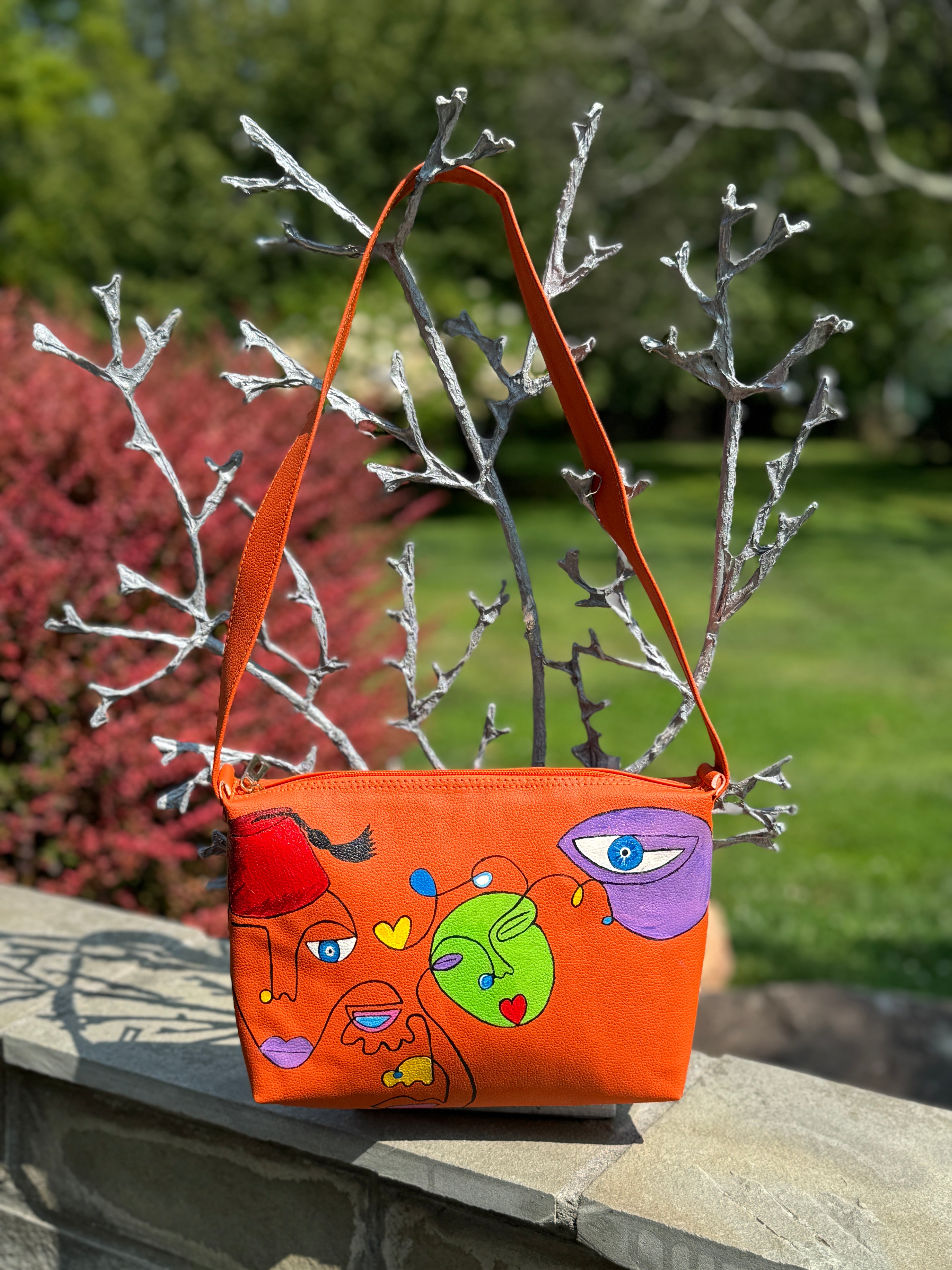 Orange Clutch Hand painted modern theme