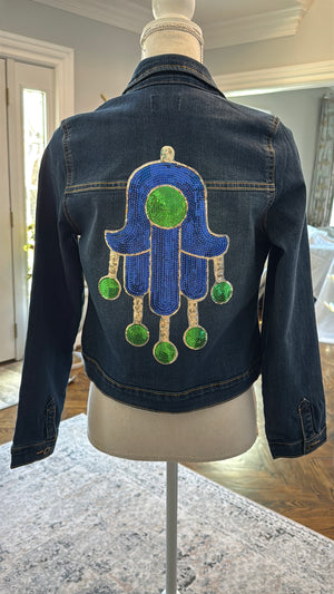 Teens Denim Jacket, sequin Fatima Hand