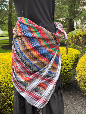 Red, Gray Multi color Keffiyeh, wrap