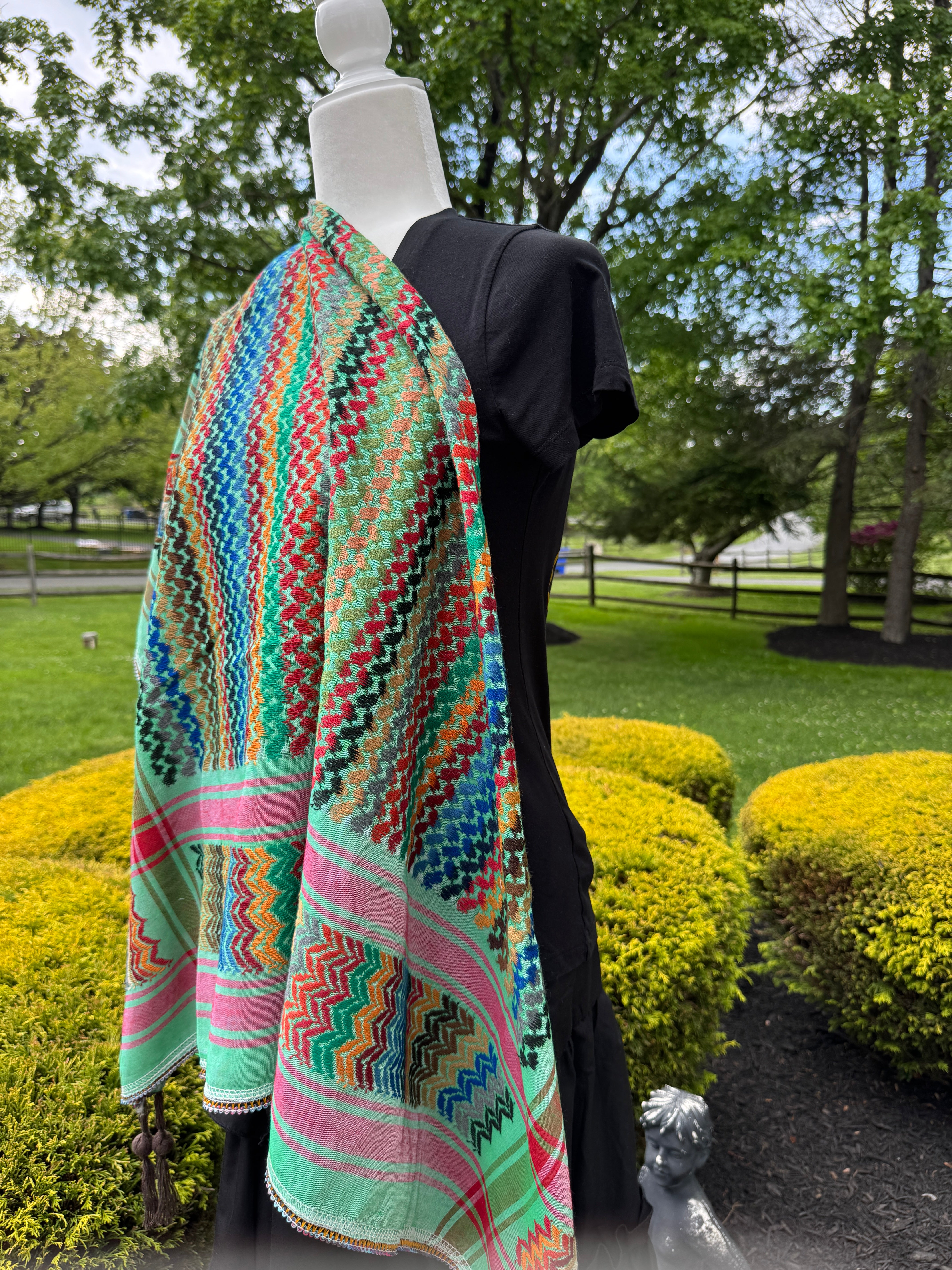 Green Multi color Keffiyeh, wrap