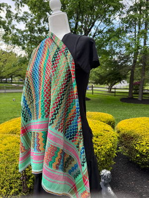 Green Multi color Keffiyeh, wrap