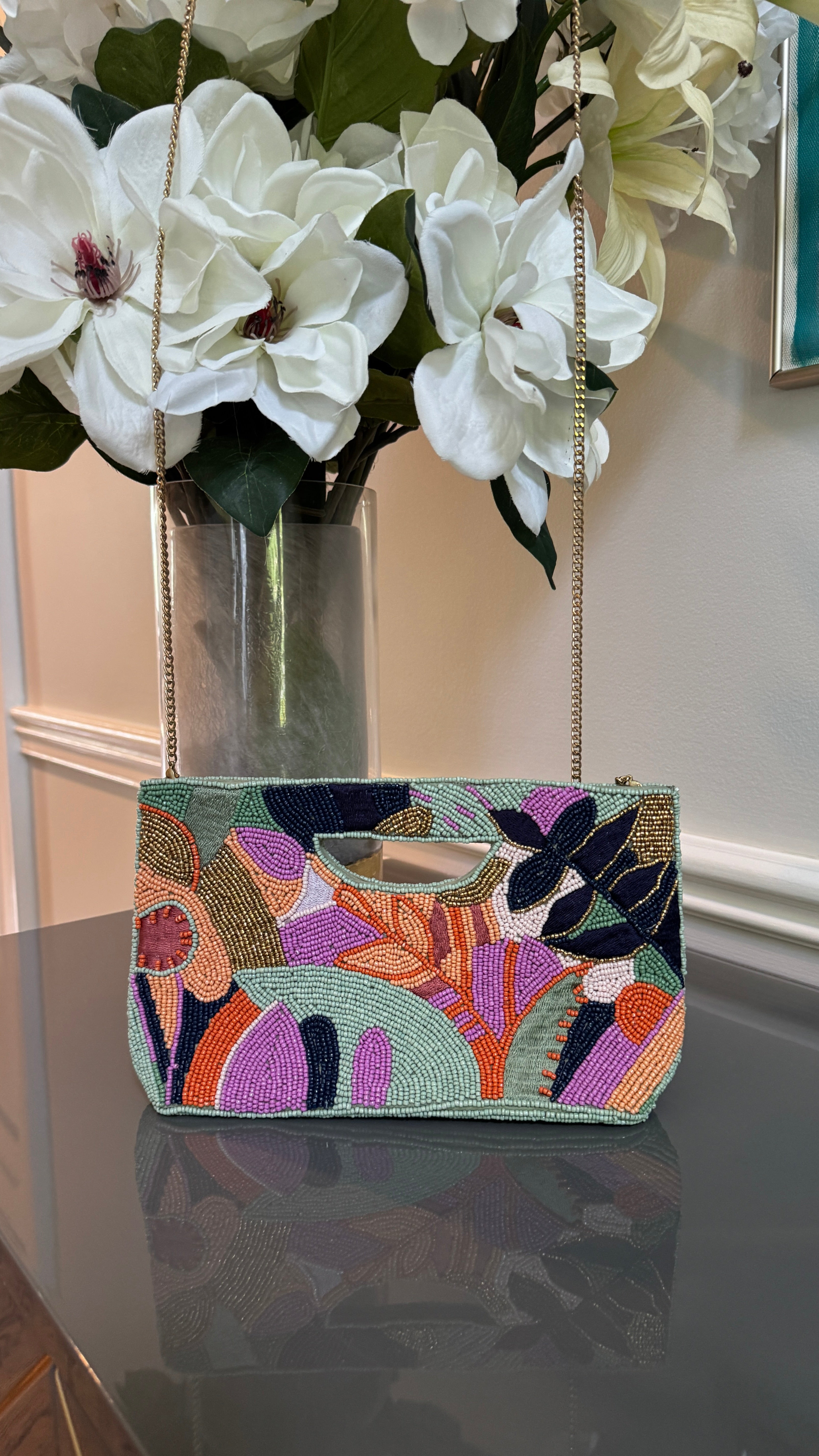 Multi color, Beaded clutch