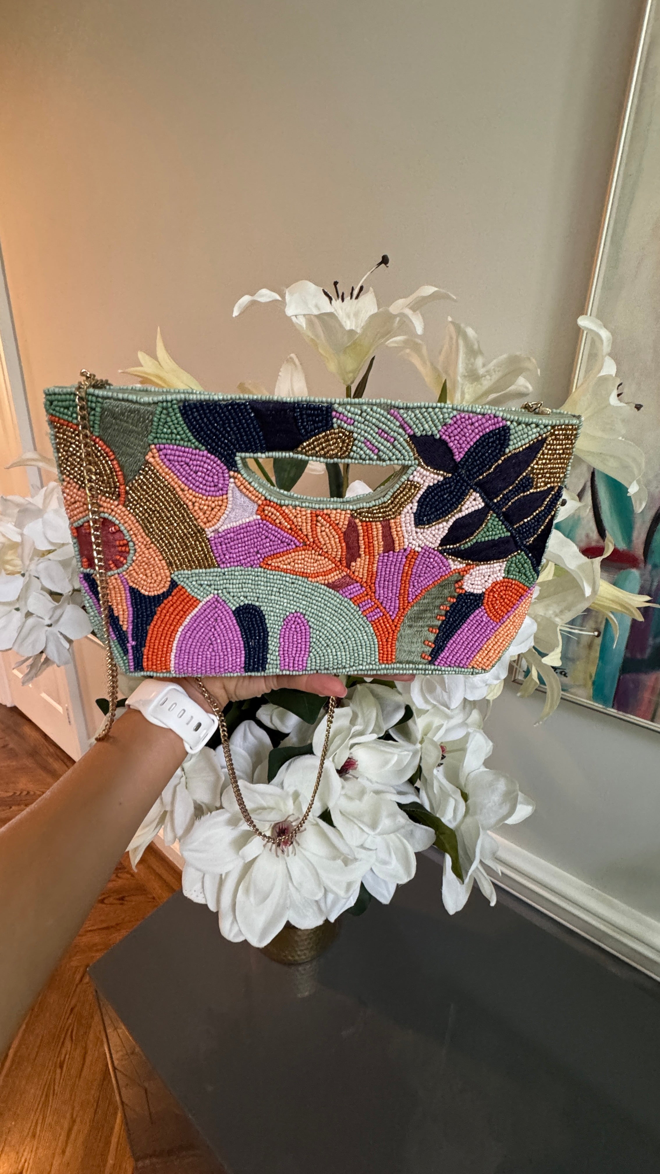 Multi color, Beaded clutch