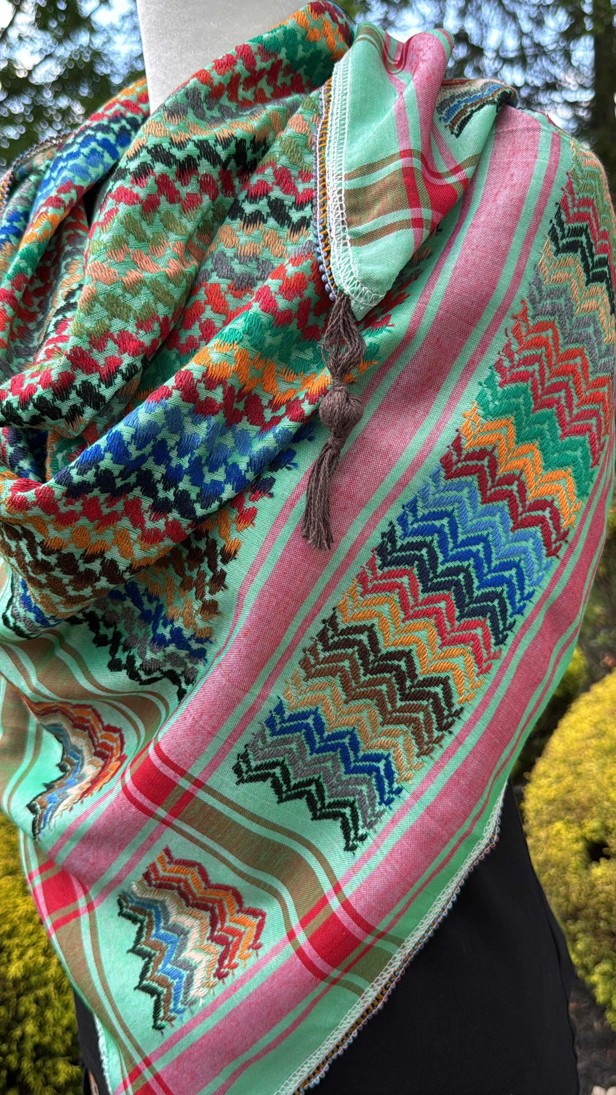 Green Multi color Keffiyeh, wrap