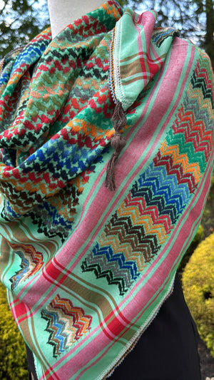 Green Multi color Keffiyeh, wrap