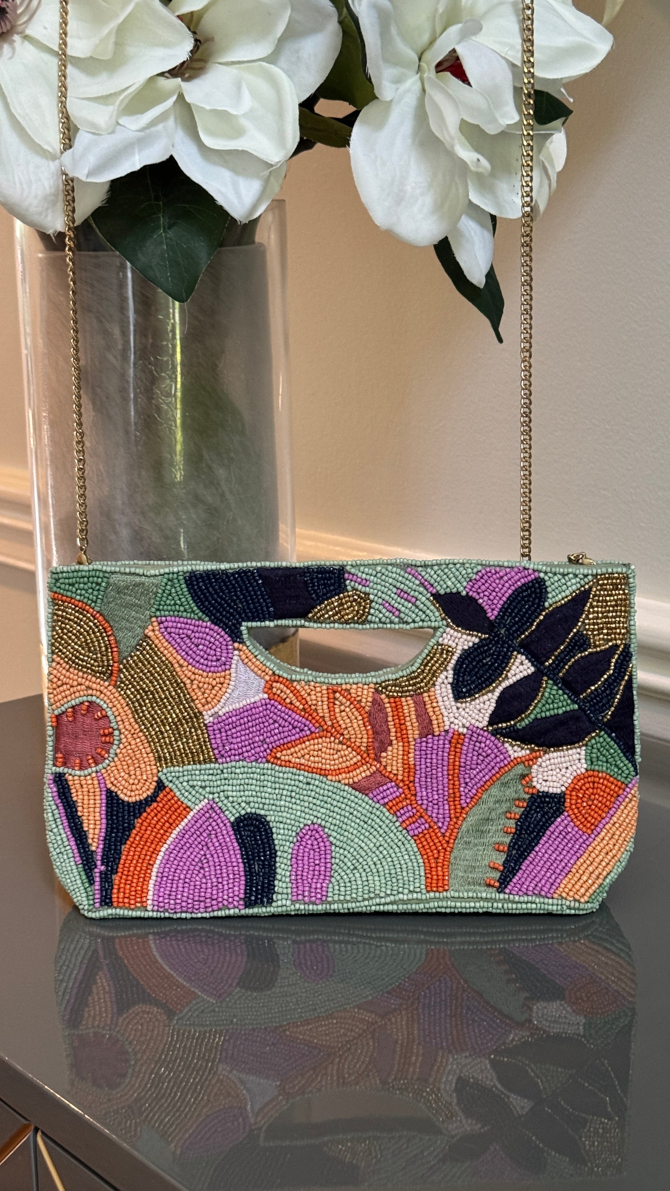 Multi color, Beaded clutch