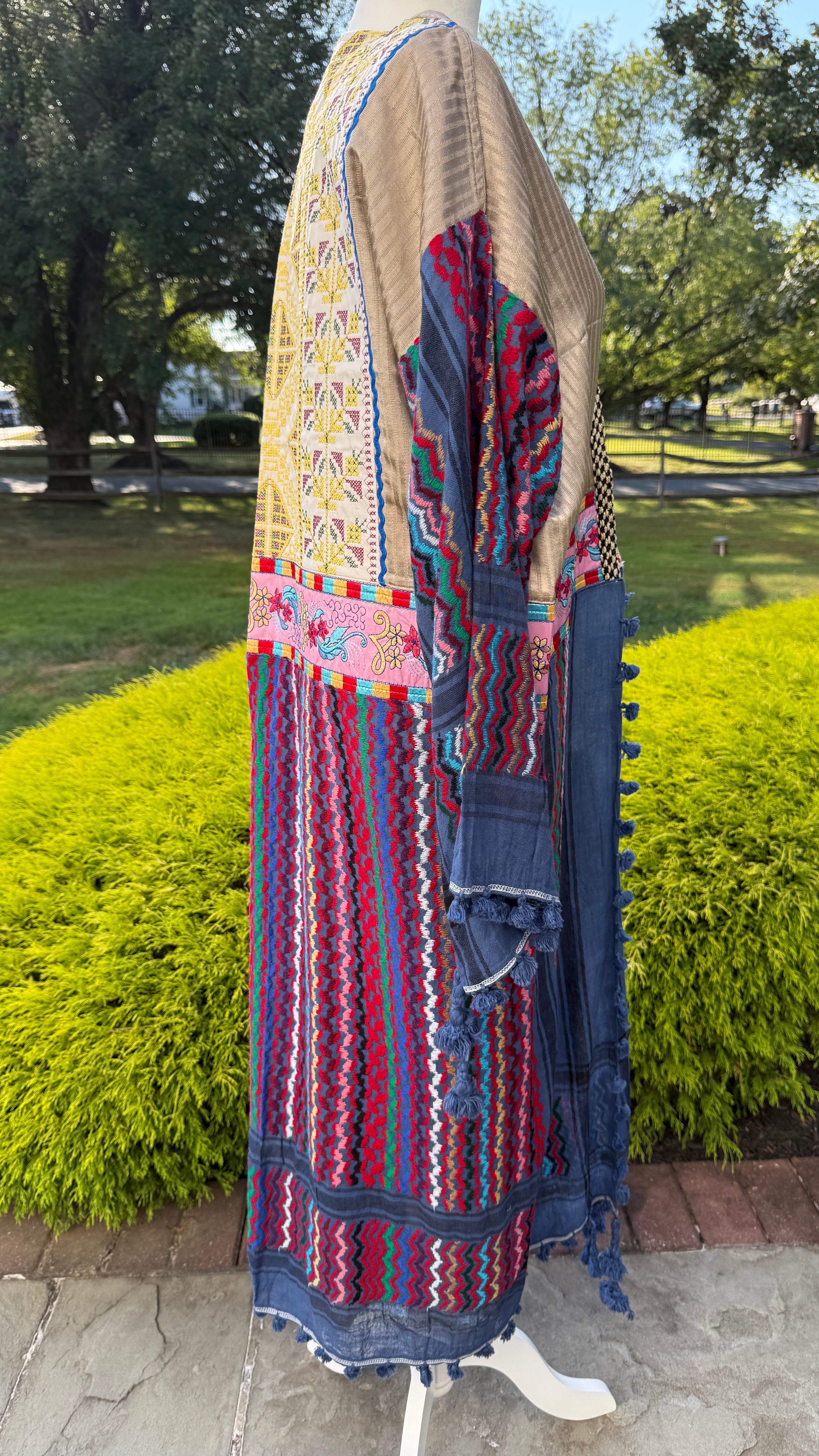 Blue & Gold Multi Color Open keffiyeh Caftan