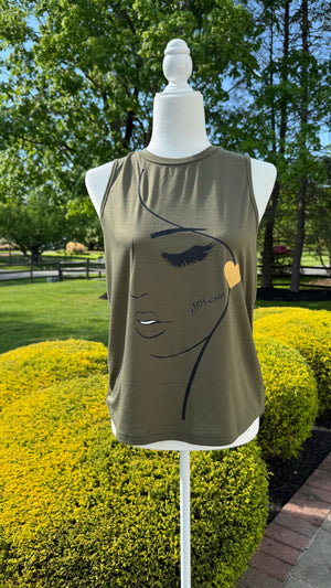 Round Neck Army Green shirt beauty & Arabic caligraphy Design ست الكل