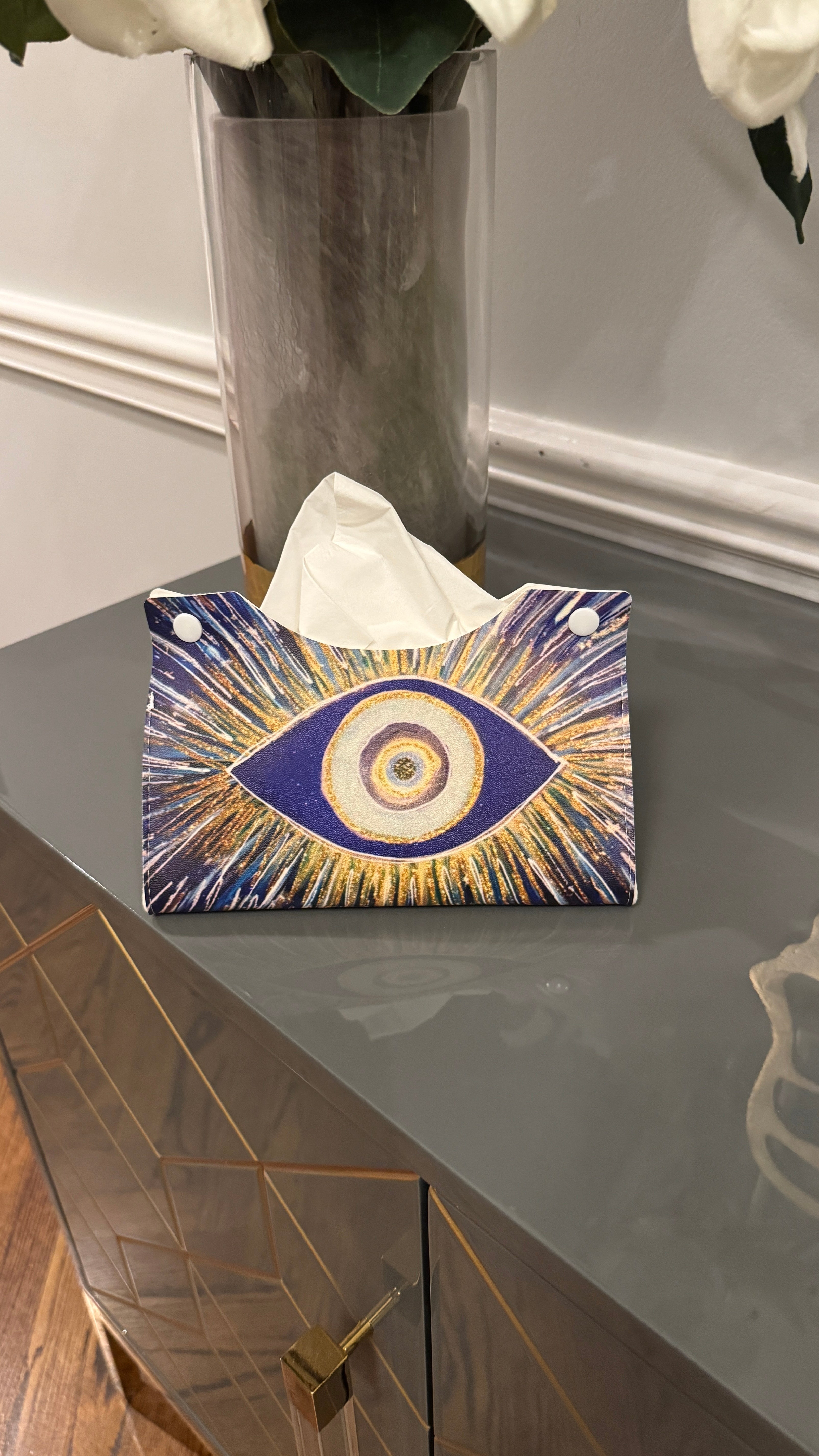 Tissue Box cover design with Evil Eye Design