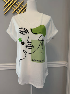 V Neck neck white shirt beauty & Arabic caligraphy Design اهلا بها الطلة اهلا