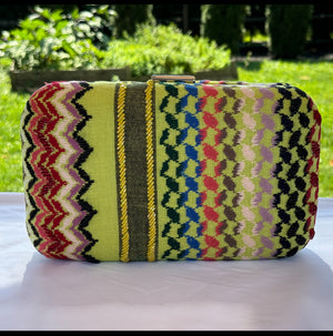 Yellow multi colors rectangle beaded keffiyeh Clutch, handbag