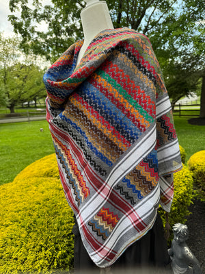 Red, Gray Multi color Keffiyeh, wrap