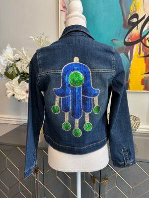 Teens Denim Jacket, sequin Fatima Hand