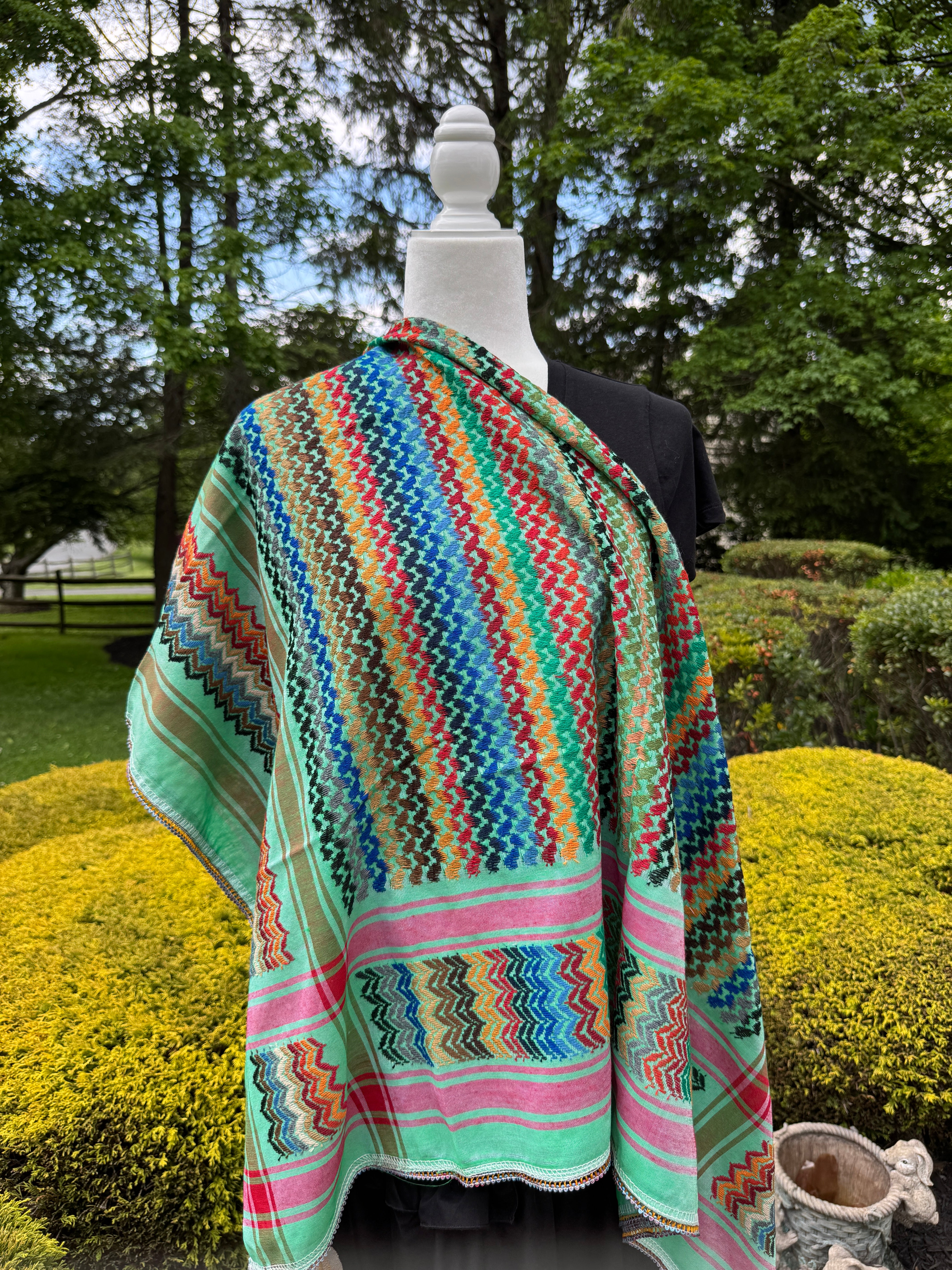 Green Multi color Keffiyeh, wrap