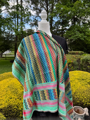 Green Multi color Keffiyeh, wrap
