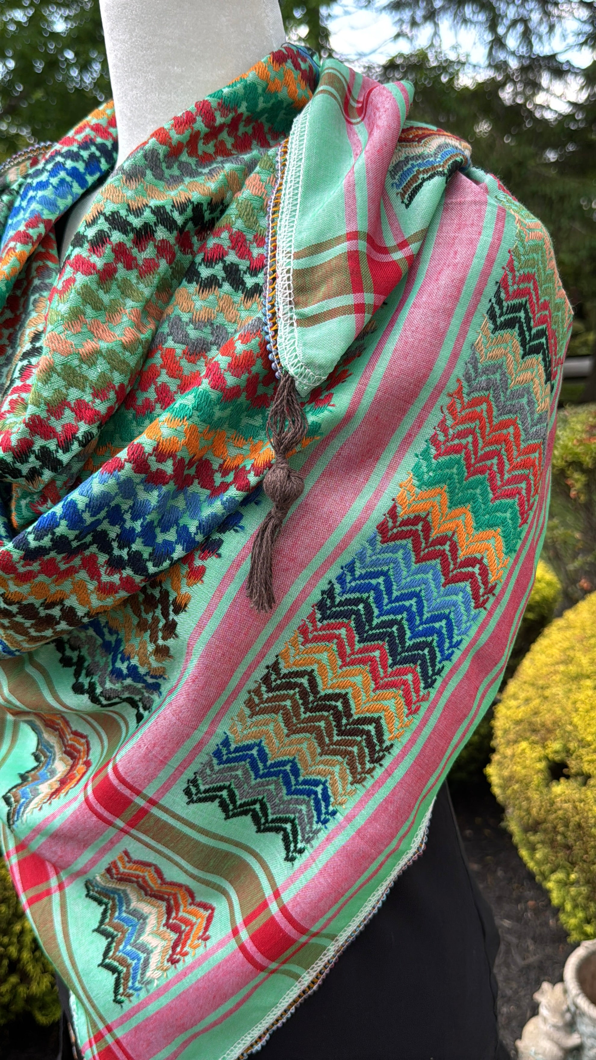 Green Multi color Keffiyeh, wrap