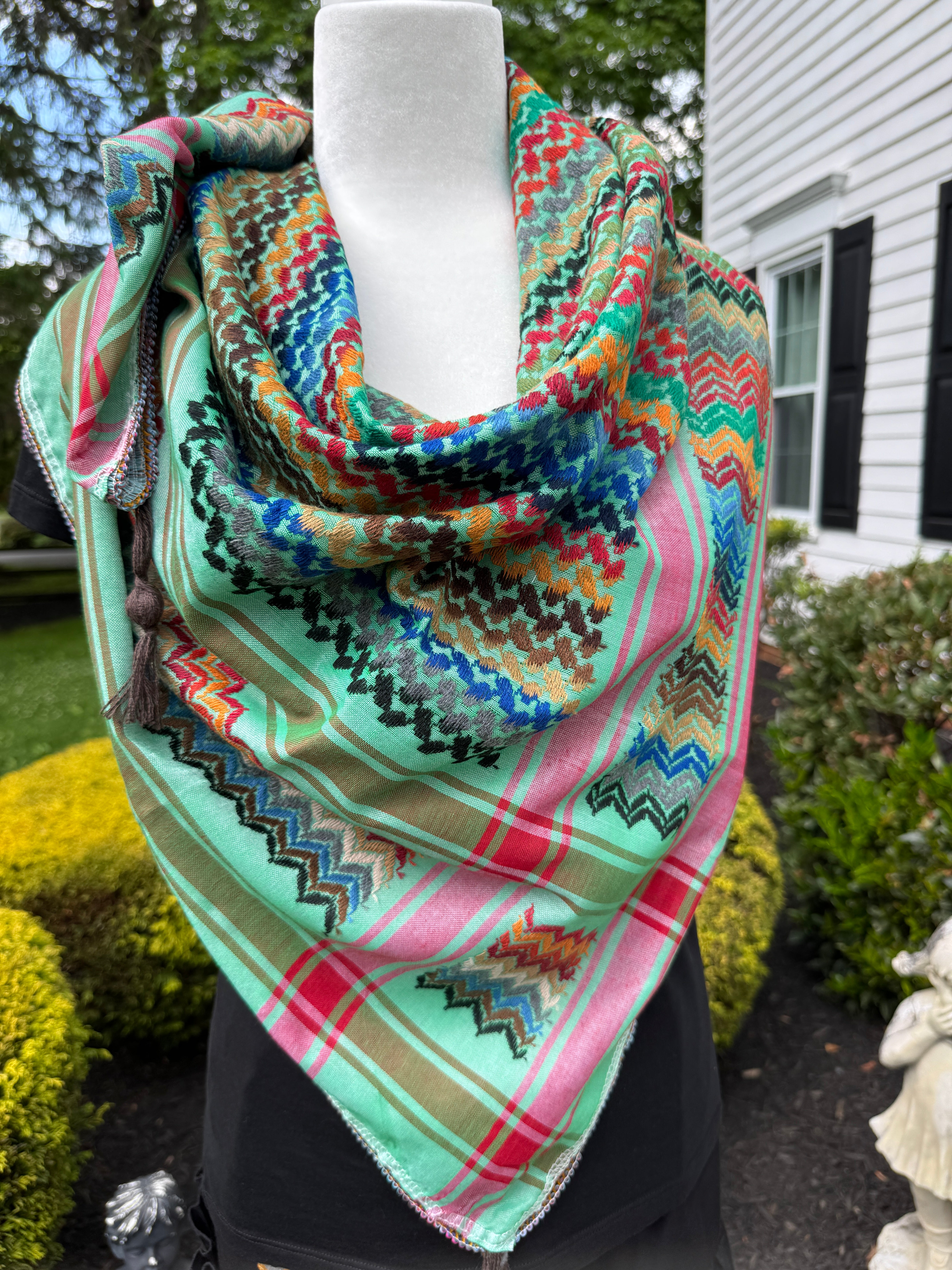 Green Multi color Keffiyeh, wrap