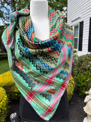 Green Multi color Keffiyeh, wrap