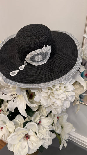 Floppy Hat Black hand painted with the evil eye