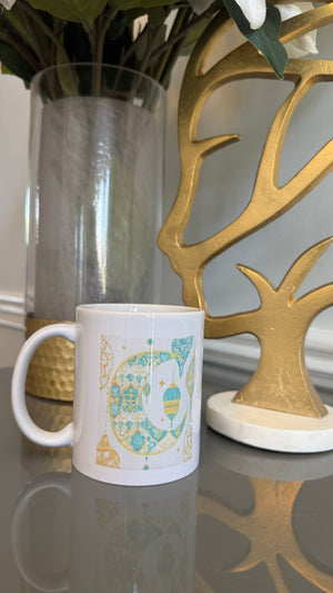 Coffee Mug designed with a Ramadan theme lanterns and Crescent.