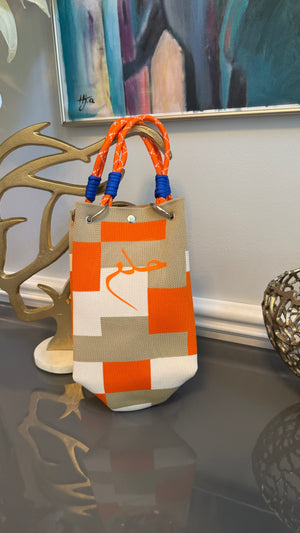Handbag tote vintage look, retro mixed colors , unique design.