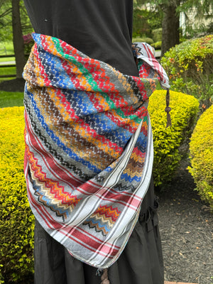 Red, Gray Multi color Keffiyeh, wrap