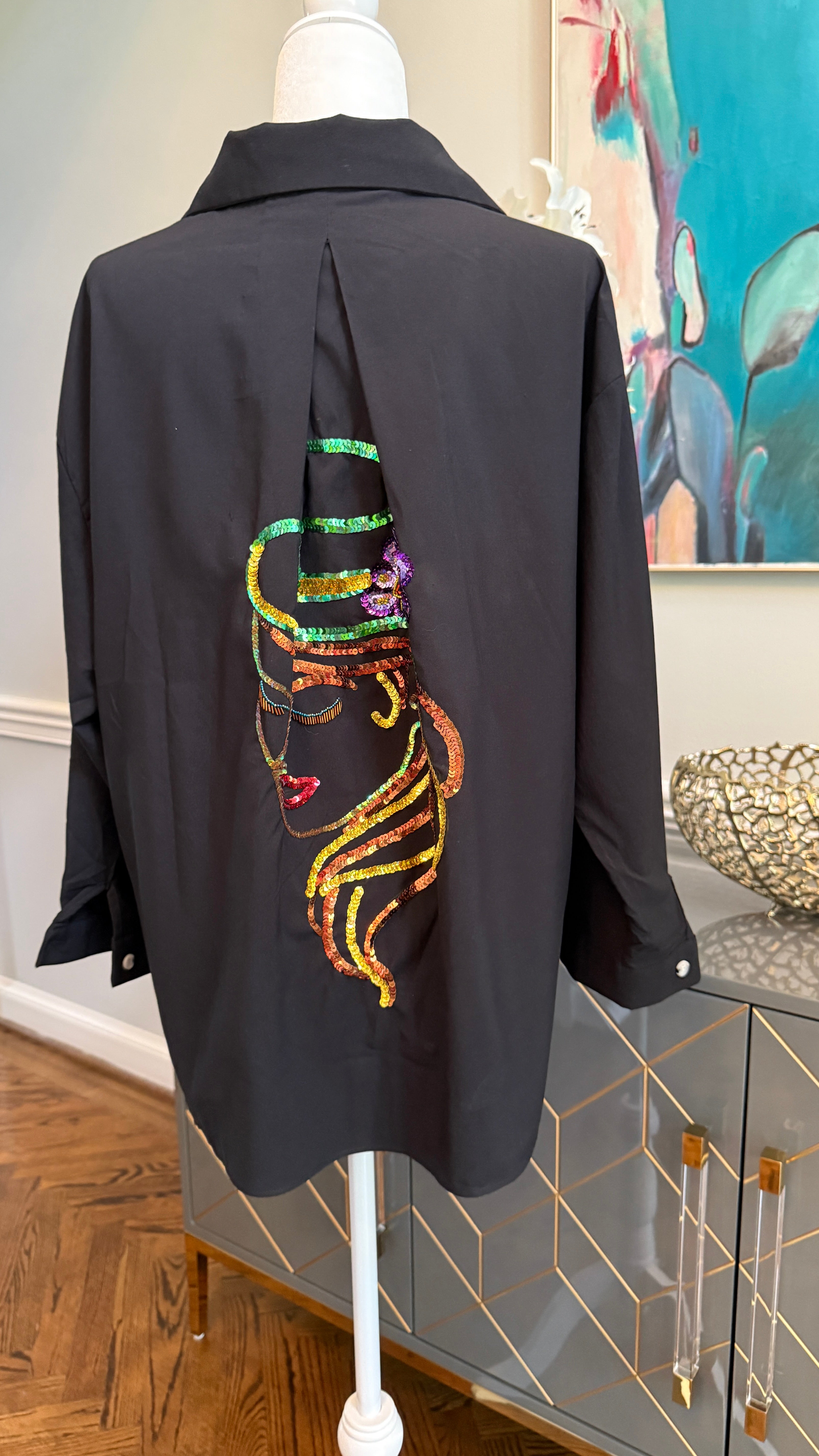 Embellished Shirt with Art theme