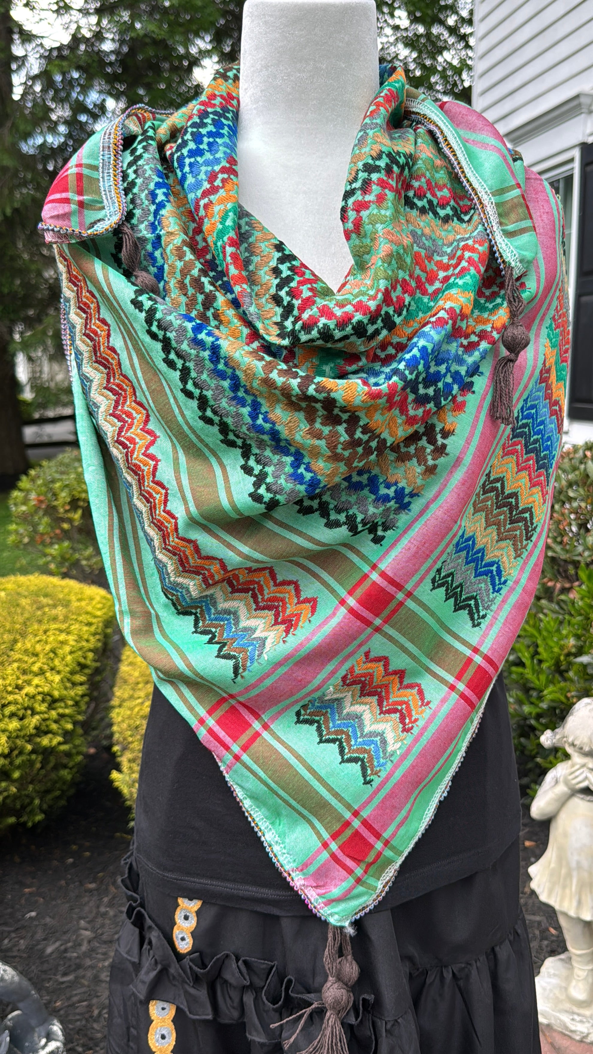 Green Multi color Keffiyeh, wrap