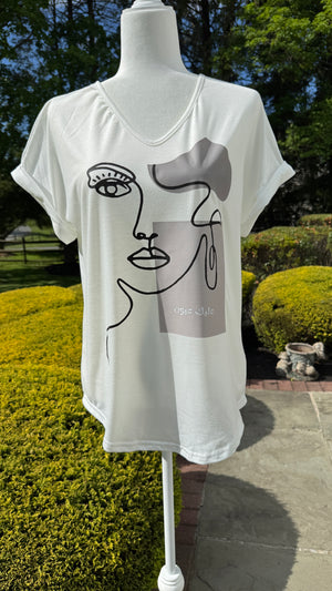 V Neck neck white shirt beauty & Arabic caligraphy Design عليك عيون