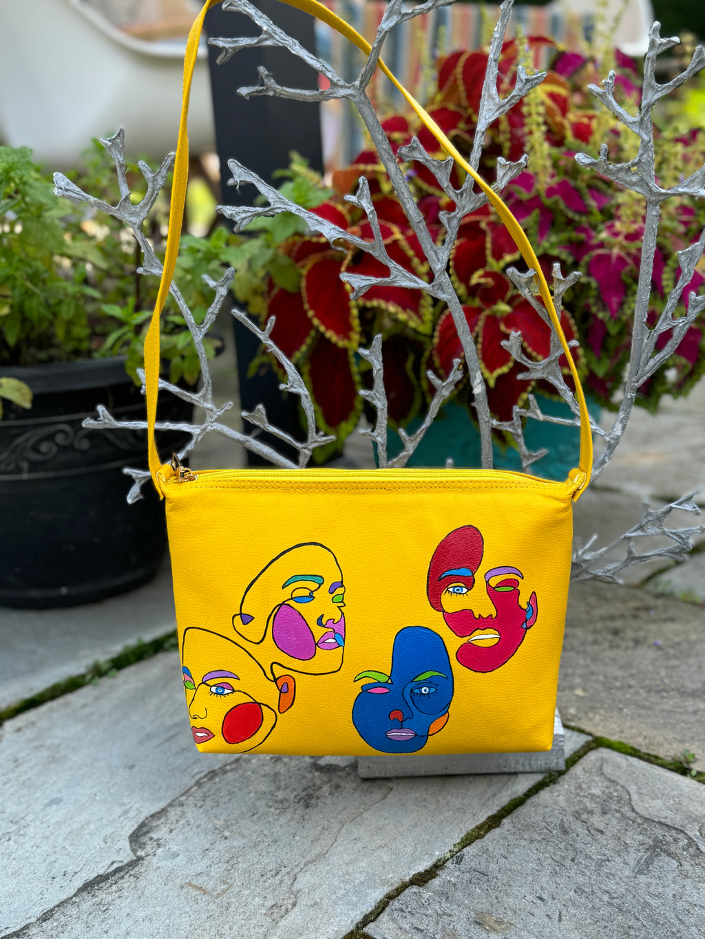 Yellow Clutch Hand painted modern theme