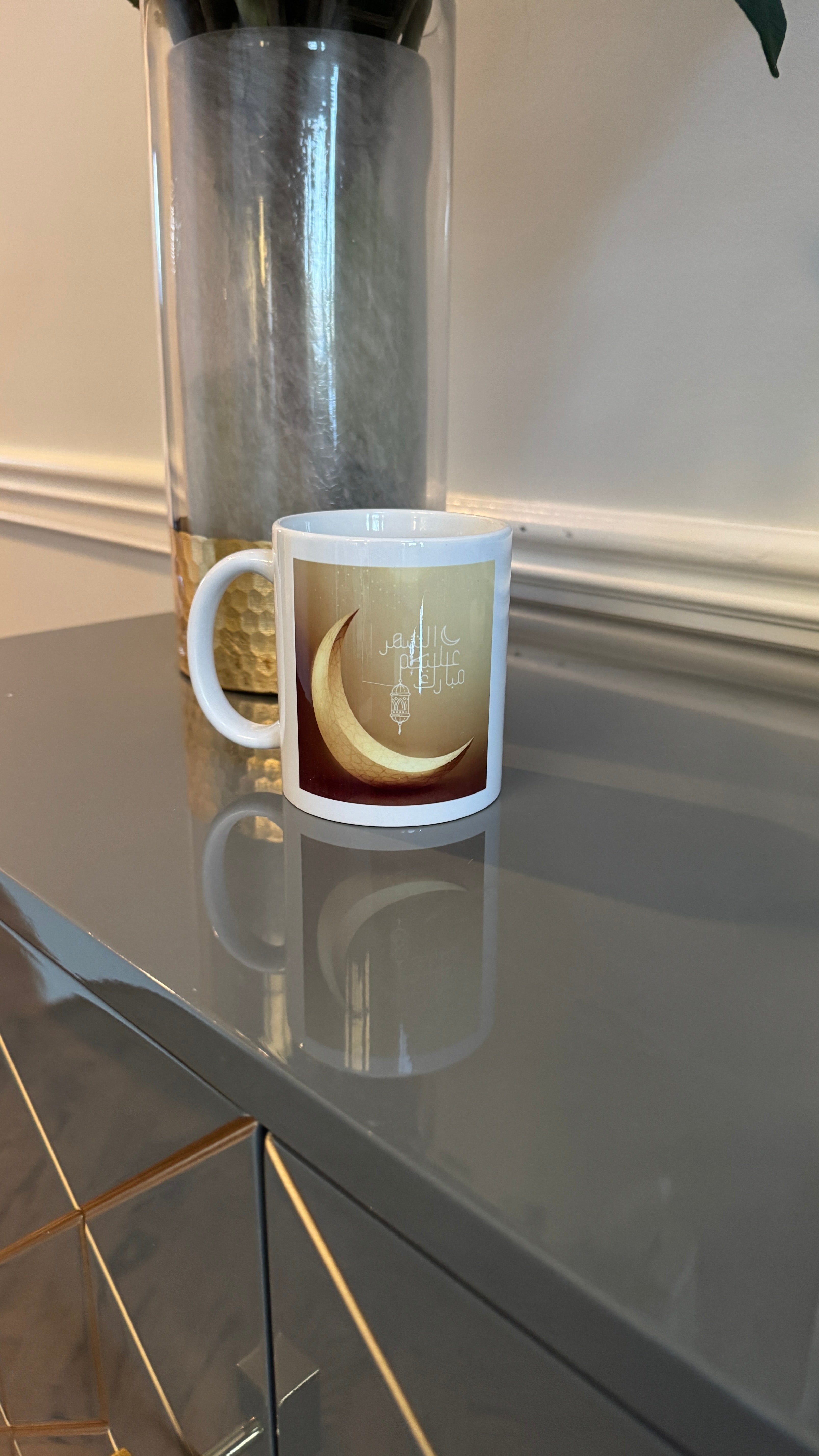 Coffee Mug designed with a Ramadan theme مبارك عليكم الشهر