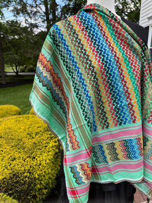 Green Multi color Keffiyeh, wrap