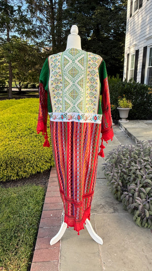 Red & Green Open keffiyeh Caftan